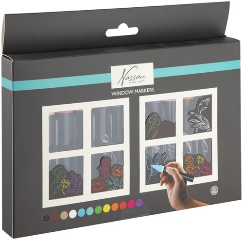 Krijt en raammarkers Nassau set à 12 kleuren 1 Doos