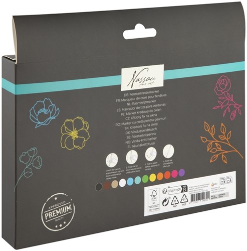 Krijt en raammarkers Nassau set à 12 kleuren 1 Doos-3