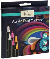 Acrylmarker Nassau Dual tip set à 12 kleuren 1 Doos