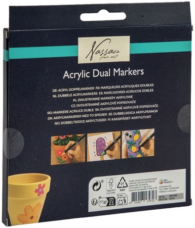 Acrylmarker Nassau Dual tip set à 12 kleuren 1 Doos-2