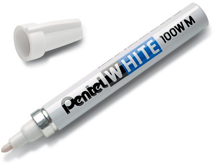 Viltstift Pentel 100W rond 2.2mm wit 1 Stuk-2
