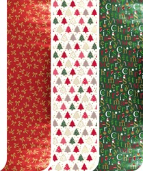 Inpakpapier Kerst metallic 200x70cm assorti