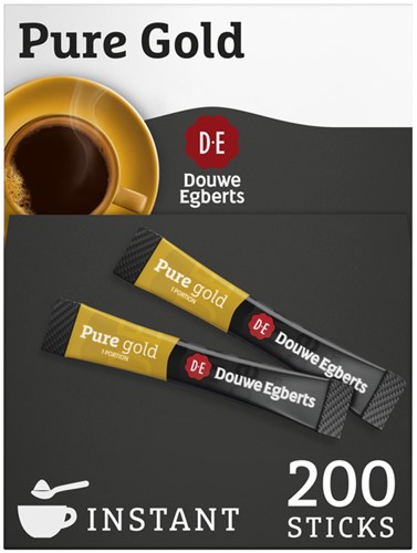Koffie Douwe Egberts pure gold instant sticks doos 200 stuks