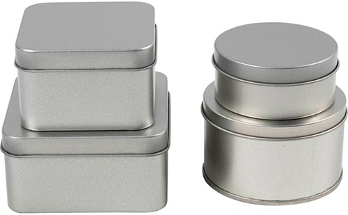 Blikjes Creativ Company set 4 stuks zilver 4 Stuk-2