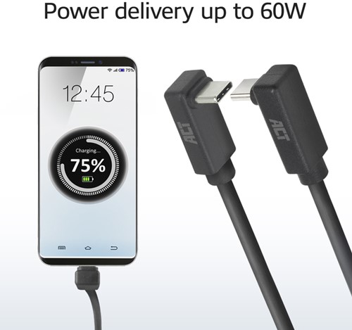 Kabel ACT USB-C hoek boven/beneden 10Gbps 2m-1