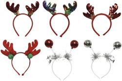 Haarband Decoris kerstthema 6 dessins assorti