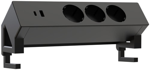Stekkerdoos Euroseat opbouw 3 voudig USB A+C zwart
