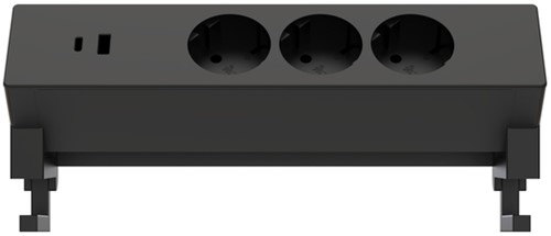 Stekkerdoos Euroseat opbouw 3 voudig USB A+C zwart-3