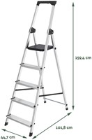 Huishoudtrap BRASQ 5 treden aluminium SLA500 zilver-2