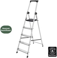 Huishoudtrap BRASQ 5 treden aluminium SLA500 zilver-3