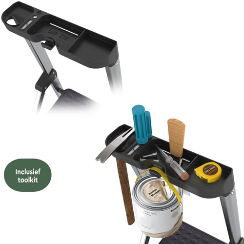 Huishoudtrap BRASQ 5 treden aluminium SLA500 zilver-1