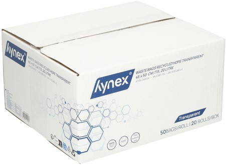 Afvalzak Hynex 45x50cm HDPE recycled T15 20L transparant rol à 50 stuks-5