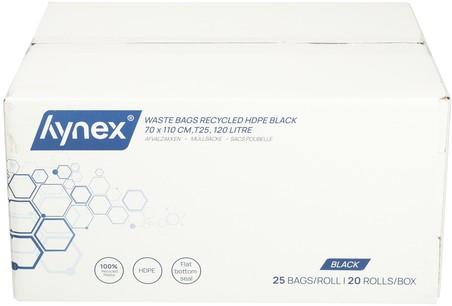 Afvalzak Hynex 70x110cm HDPE recycled T25 120L zwart rol à 25 stuks-3