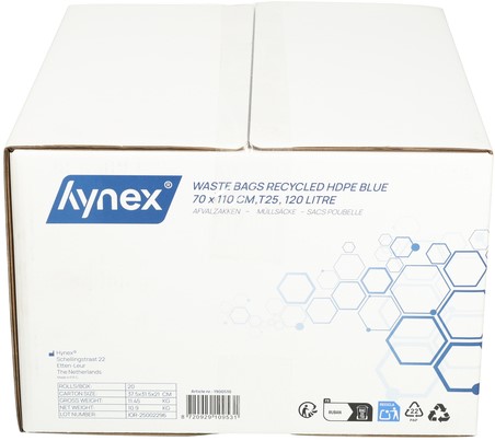 Afvalzak Hynex 70x110cm HDPE recycled T25 120L blauw rol à 25 stuks-5