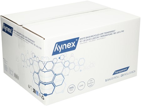Afvalzak Hynex 70/15x200cm LDPE recycled T80 400L transparant ponsgaten rol à 5 stuks-5