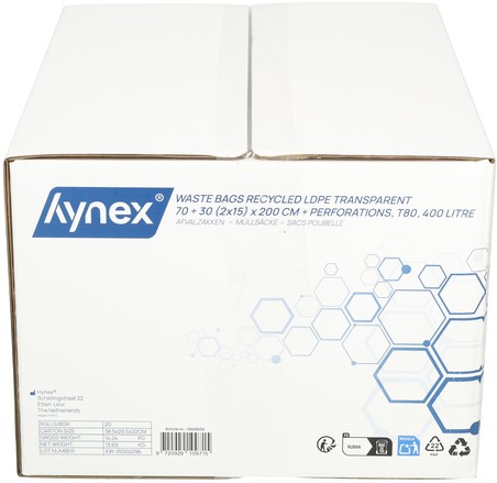 Afvalzak Hynex 70/15x200cm LDPE recycled T80 400L transparant ponsgaten rol à 5 stuks-6