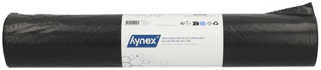 Afvalzak Hynex 60x80cm LDPE recycled T60 60L zwart rol à 20 stuks