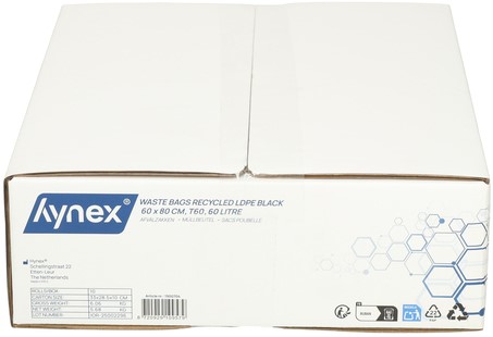 Afvalzak Hynex 60x80cm LDPE recycled T60 60L zwart rol à 20 stuks-5