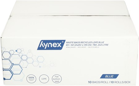 Afvalzak Hynex 65/25x135cm LDPE recycled T80 240L blauw rol à 10 stuks-3