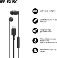 Oordopjes Sony EX15C bedraad USB-C in ear zwart-2