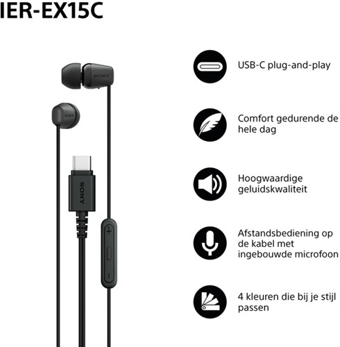 Oordopjes Sony EX15C bedraad USB-C in ear zwart-2
