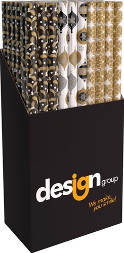 Inpakpapier Kerst Elegant Metallic  200x70cm assorti