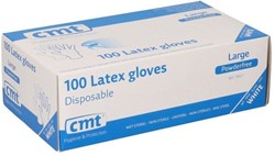 Handschoen CMT L latex poedervrij wit 100 stuks