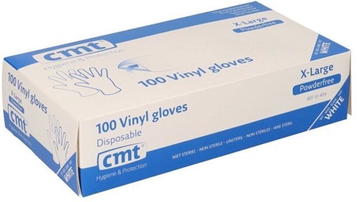 Handschoen CMT XL vinyl poedervrij wit 100 stuks