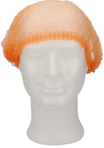 Haarnet CMT clip non-woven M 49cm PP oranje 100 stuks-2