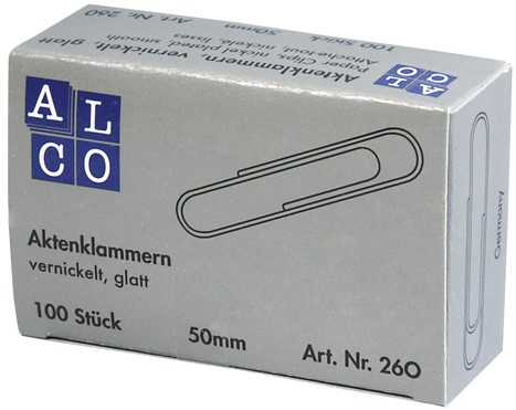 Paperclip Alco 50mm rond vernikkeld 100 stuks