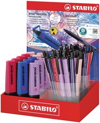 Markeerstift STABILO Boss en balpen STABILO Pointball Wildflower ass