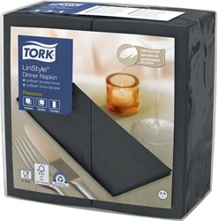 Dinerservet Tork Linstyle Premium 1/8 vouw 1-laags 390x390mm 50 vel zwart 478196