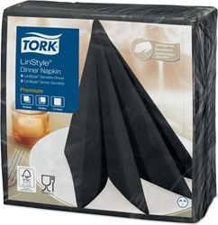 Dinerservet Tork Linstyle Premium 1/4 vouw 1-laags 390x390mm 50 vel zwart 478825