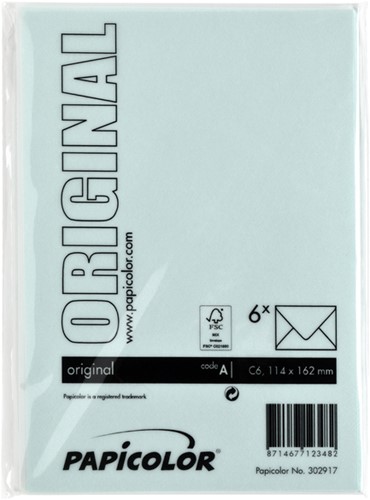 Envelop Papicolor C6 114x162mm zeegroen 6 Stuk-3