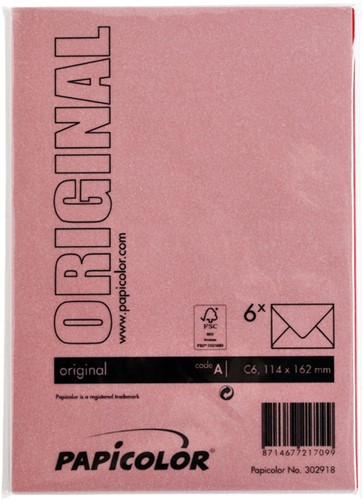 Envelop Papicolor C6 114x162mm rood 6 Stuk-3