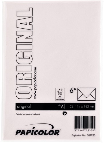Envelop Papicolor C6 114x162mm lichtroze 6 Stuk-3