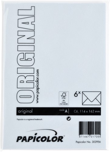 Envelop Papicolor C6 114x162mm babyblauw 6 Stuk-3