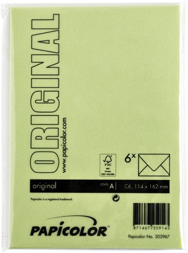 Envelop Papicolor C6 114x162mm appelgroen 6 Stuk-3