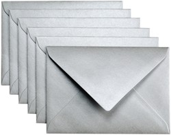 Envelop Papicolor C6 114x162mm metallic zilver 6 Stuk