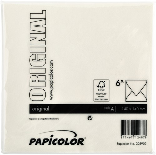 Envelop Papicolor 140x140mm anjerwit pak à 6 stuks-3
