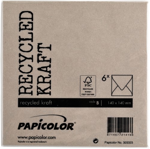 Envelop Papicolor 140x140mm kraft bruin 6 Stuk-3