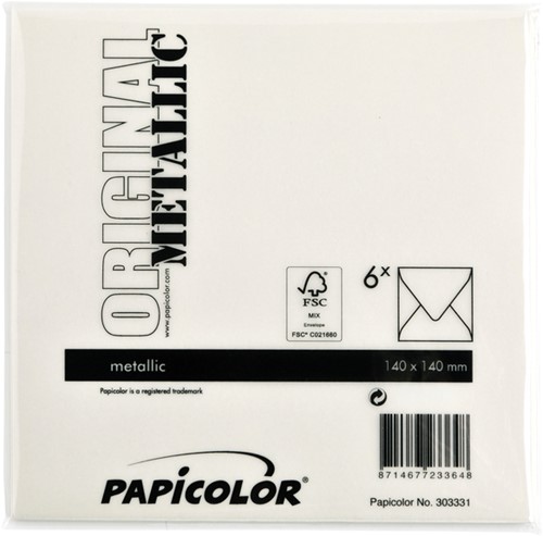 Envelop Papicolor 140x140mm metallic ivoor pak à 6 stuks-3