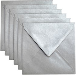Envelop Papicolor 140x140mm metallic zilver 6 Stuk