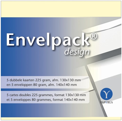 Dubbele kaart Papyrus Envelpack 140x140mm ivoor 5 Set
