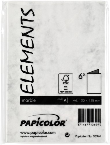 Correspondentiekaart Papi dubbel A6 marmer grijs 6 Stuk-3