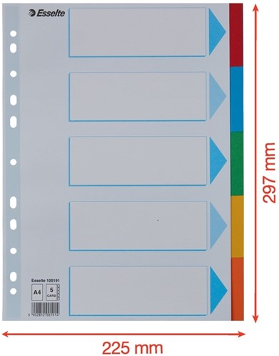Tabbladen Esselte Stand A4 5dlg karton 11r ass 1 Set-5
