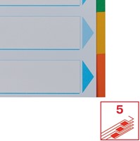Tabbladen Esselte Standaard A4 5-delig karton 11-rings met voorblad assorti-7