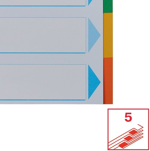 Tabbladen Esselte Standaard A4 5-delig karton 11-rings met voorblad assorti-7