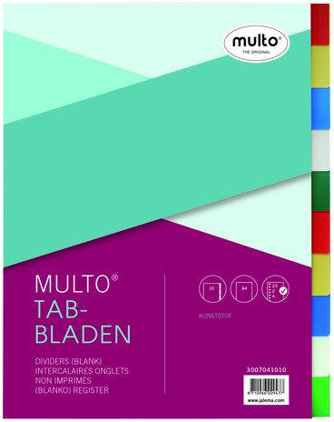 Tabbladen Multo A4 23r PP 10dlg ass 1 Stuk