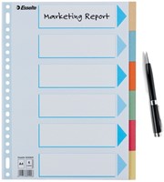 Tabbladen Esselte premium A4 6dlg karton 23r ass 1 Stuk-8